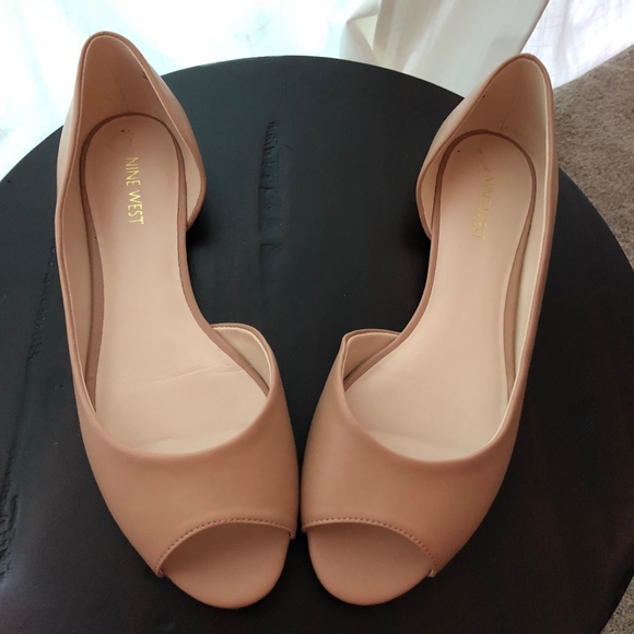 Nine West Shoes - Nine West Nude Peep Toe Flats